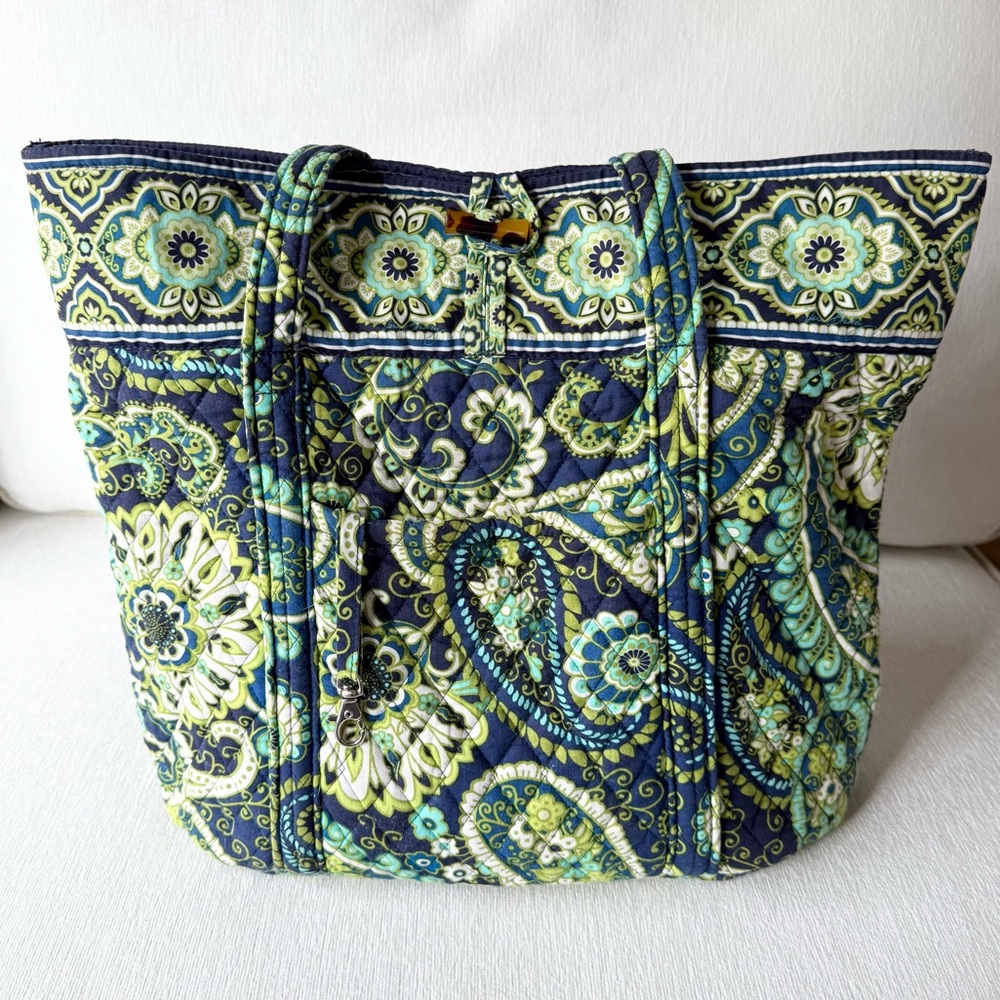 Vera Bradley Navy and Lime Paisley Tote